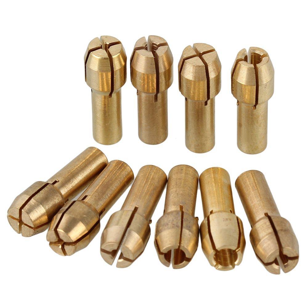 CNBTR 0.5-3.2mm Brass Collet for Rotary Tools Electric Grinding Drill Collect Chuck Holder Pack of 10 (4.3mm Shank Dia) - NewNest Australia