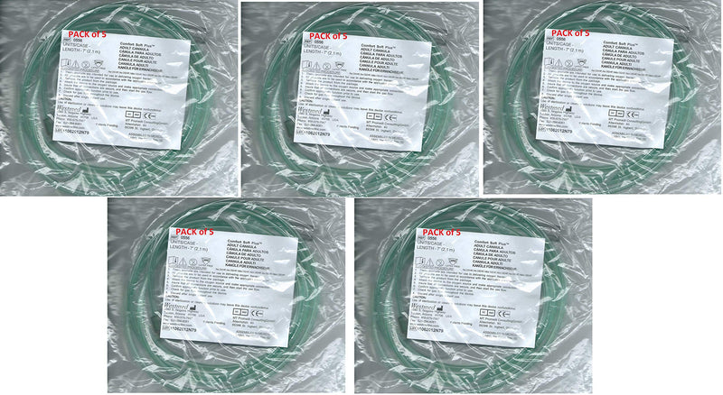 Adult Ultra Soft Oxygen Cannula, green tubing - 7 Ft (Westmed #0556) pk 5 - NewNest Australia
