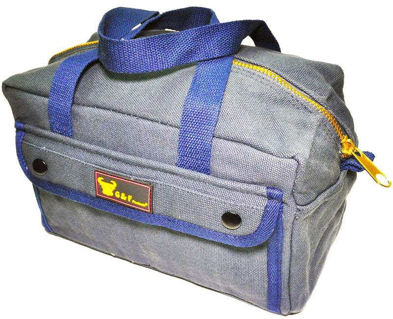 G & F 10095 Government Issued Style Mechanics Heavy Duty Tool bag with Brass zipper and side pockets, tool bag for cars, drill, garden and electrician. Navy Blue - NewNest Australia