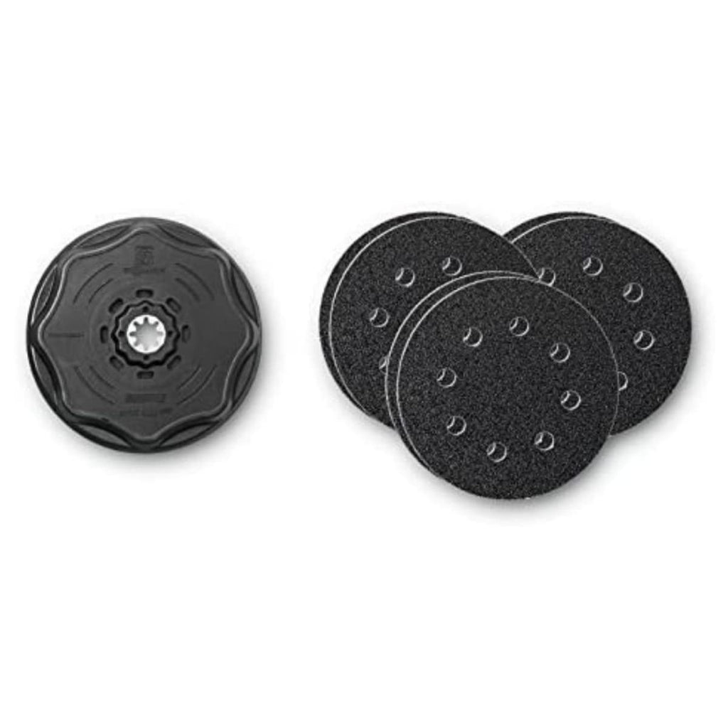 Fein StarLock Oscillating Sanding Pad Set with Hook and Loop Attachment - Includes 6 Perforated Sanding Sheets (2 of each grits 60, 80, 180) - 4-1/2" Diameter - 63806195210 - NewNest Australia