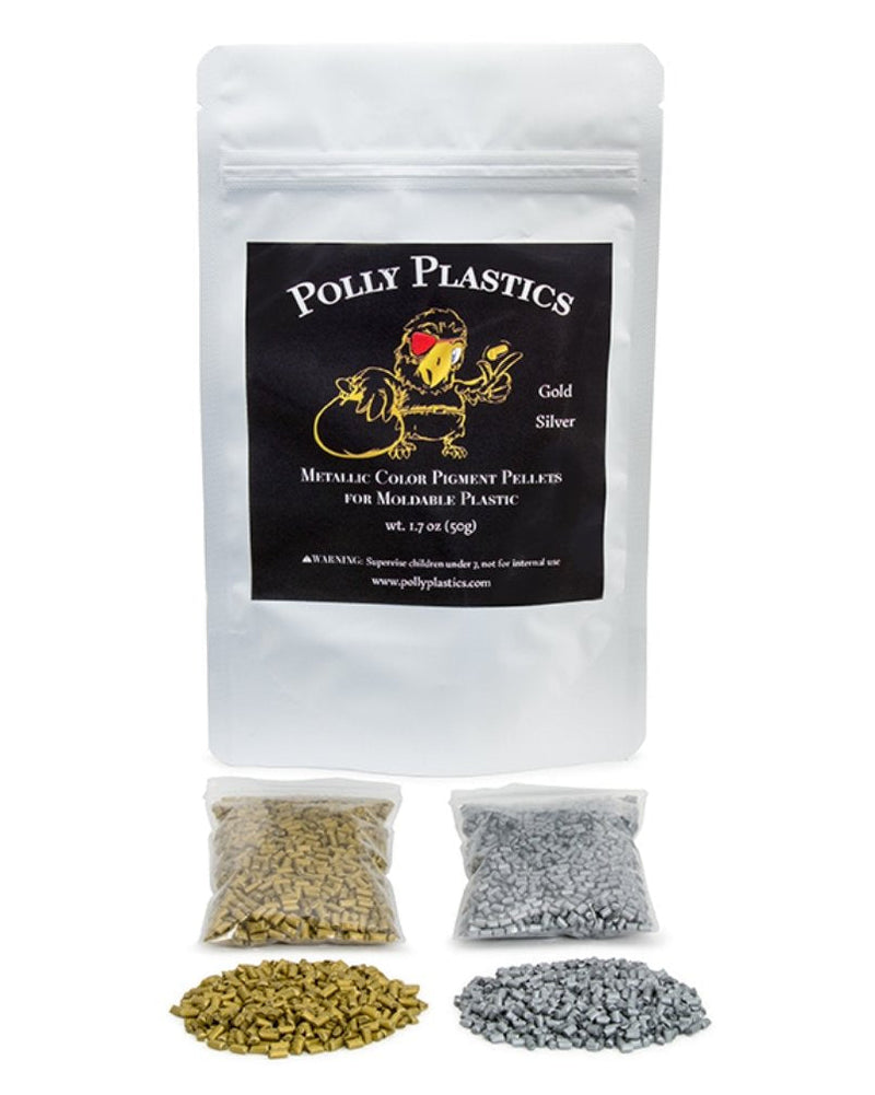 Polly Plastics Metallic Color Pellets for Moldable Plastic. Gold and Silver. - NewNest Australia