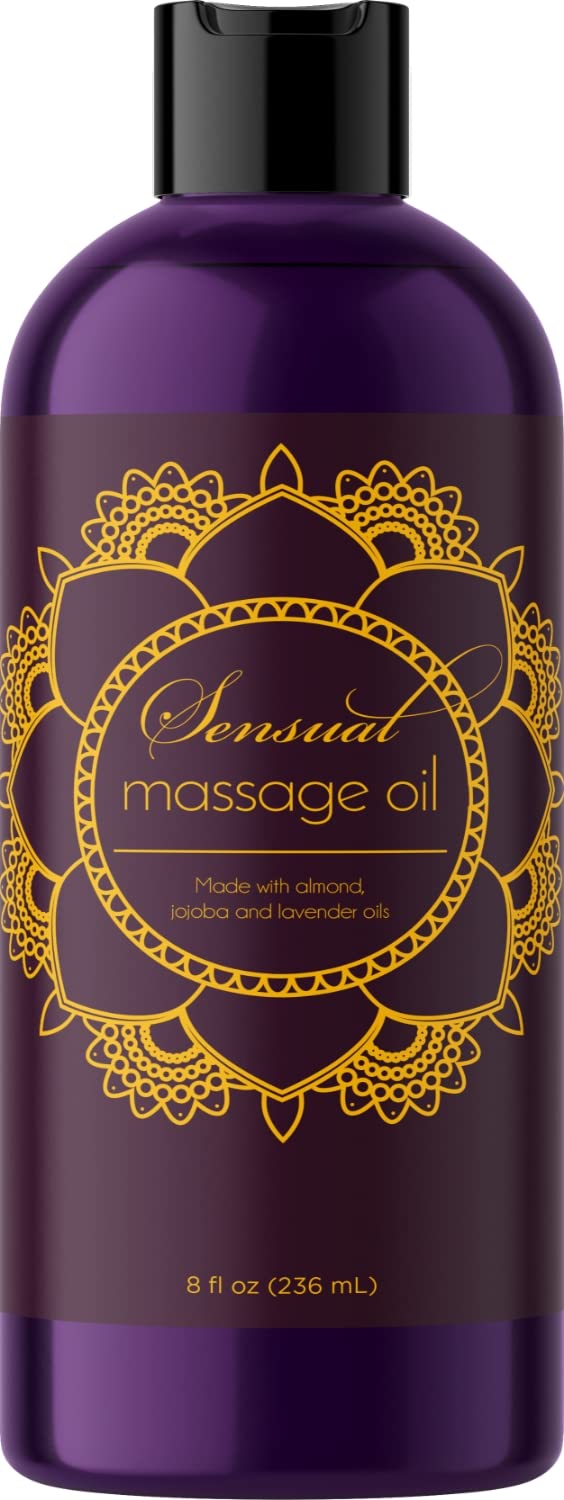 Aromatherapy Sensual Massage Oil for Couples - Aromatic Lavender Massage Oil Enhanced with High Absorption Sweet Almond Oil Jojoba Vitamin E and Relaxing Lavender Essential Oil - Full Body Massage Oil 8 Fl Oz (Pack of 1) - NewNest Australia