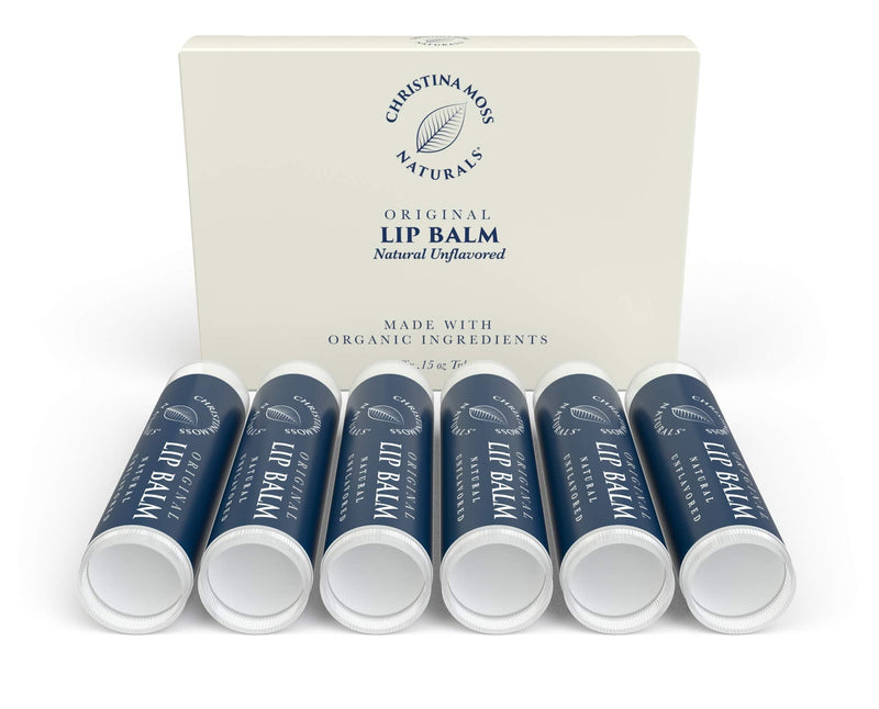 Lip Balm - Lip Care Therapy - Lip Butter - Made With Organic Oils for Smooth, Moisturized Lips - Repair & Condition Dry, Chapped, Cracked Lips - 6 Pack, Unflavored - Christina Moss Naturals Natural Unscented 6 Count (Pack of 1) - NewNest Australia