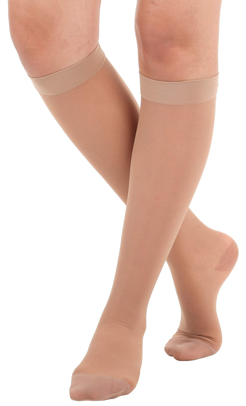 Absolute Support - Made in USA - Size Small - Sheer Compression Socks for Women Circulation 15-20 mmHg - Lightweight Long Compression Knee High Support Stockings for Ladies - Beige - NewNest Australia