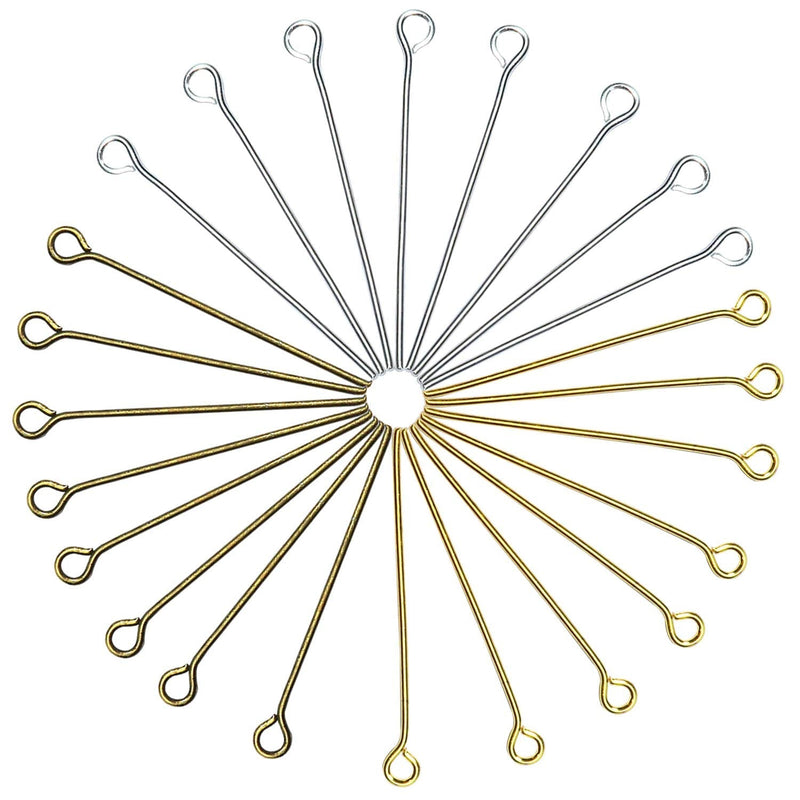 TOAOB 600pcs 1.2 Inch 30mm Eye Pins Gold Silver and Antique Bronze 21 Gauge Metal Wire Head Pins Findings for DIY Crafts Necklaces Bracelets Earrings Jewelry Making - NewNest Australia