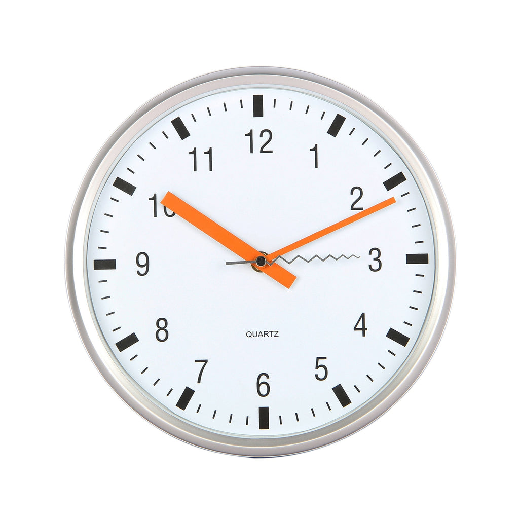 NewNest Australia - Tempus Contemporary Wall Clock with Silent Sweep Quiet Movement, 10", Silver 