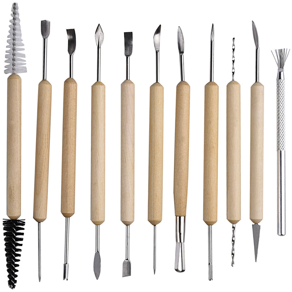 eBoot 11 Pcs Wooden Handle Clay Pottery Sculpting Tools - NewNest Australia