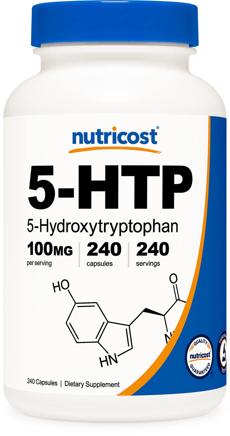 Nutricost 5-HTP 100mg, 240 Capsules (5-Hydroxytryptophan) - Vegetarian Capsules, Gluten Free, Non-GMO - NewNest Australia
