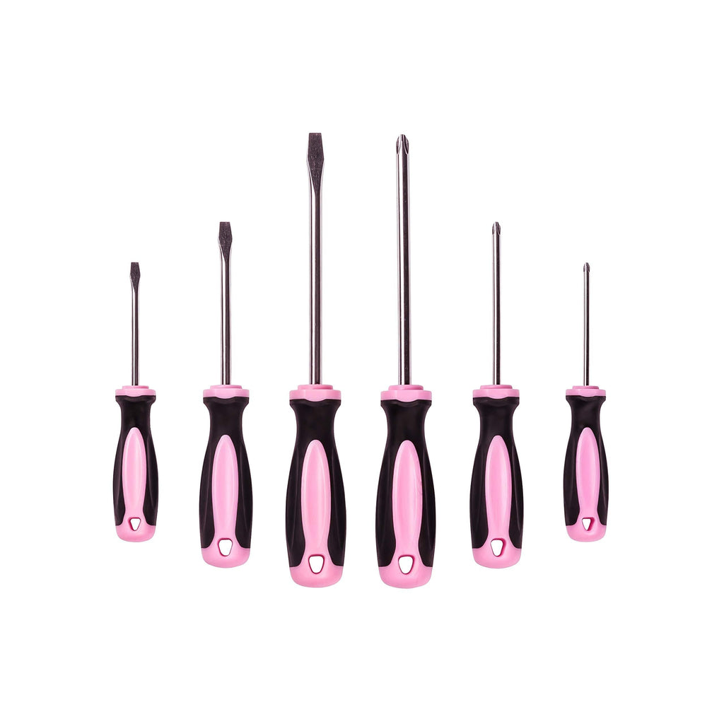 Pink Power Magnetic Screwdriver Set - 6 Piece Phillips and Flathead Hand Tool Set for Women - NewNest Australia