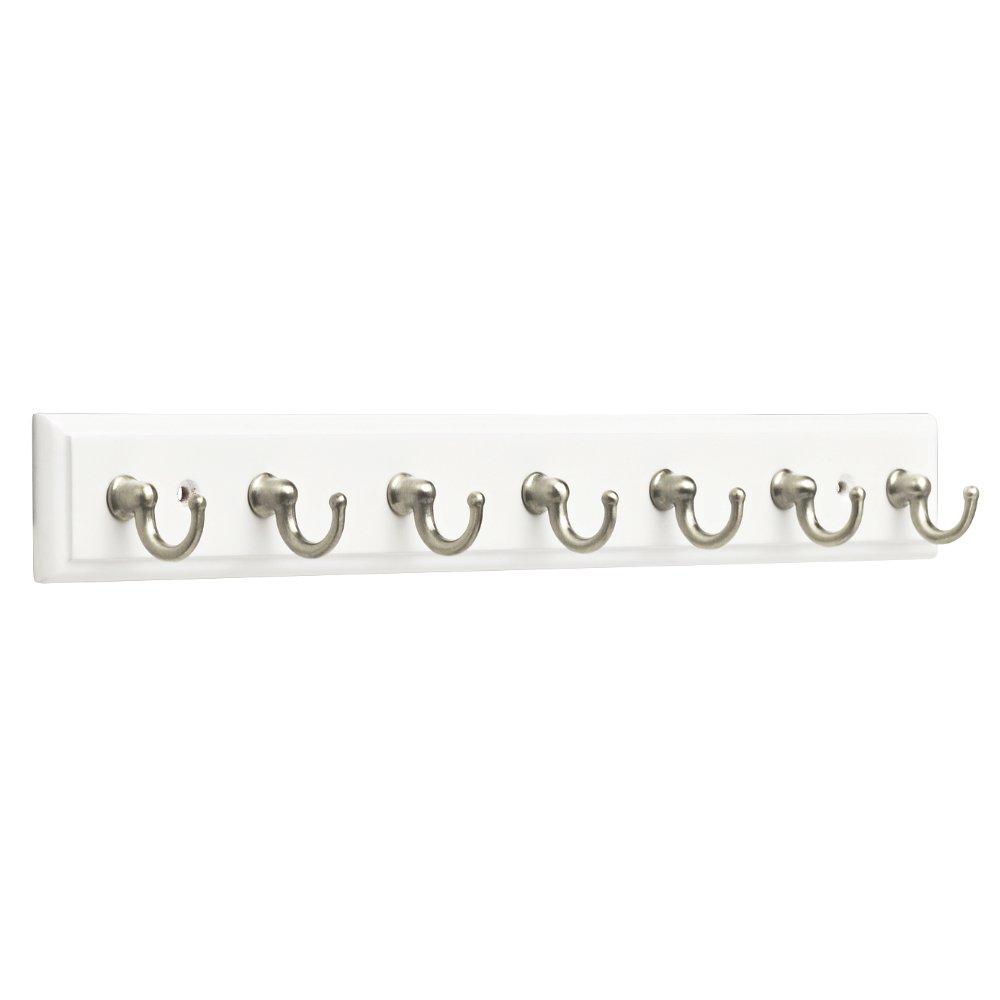 NewNest Australia - Franklin Brass FBKEYT7-WSE-R, 14" Key Rail / Rack, with 7 Hooks, in White & Satin Nickel 