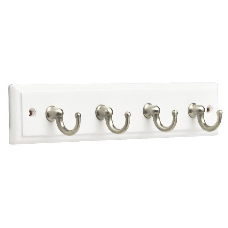 NewNest Australia - Franklin Brass FBKEYT4-WSE-R, 9 Inches Key Rail / Rack, with 4 Hooks, in White & Satin Nickel 9" Key Rail / Rack 