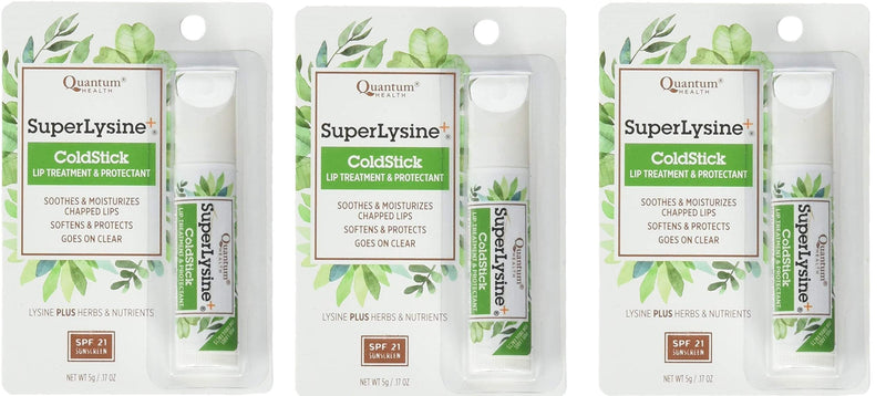 Super Lysine Plus+ ColdStick, SPF 21, Regular 0.18 oz (Pack of 3) by Quantum Research 0.17 Ounce (Pack of 3) - NewNest Australia