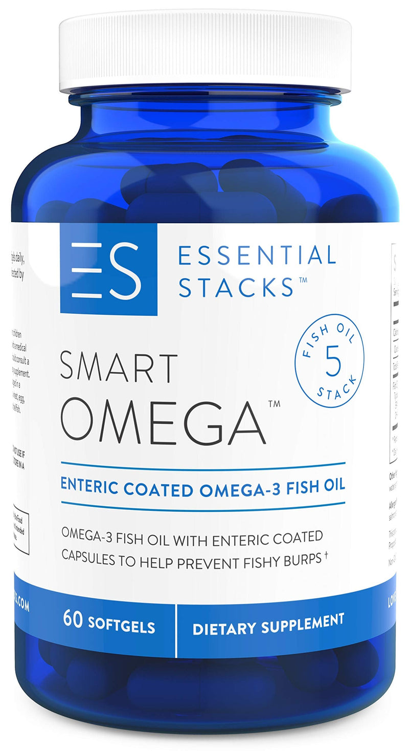 Essential Stacks Burpless Fish Oil Omega 3 - Triple Strength (1400mg EPA DHA Per Serving), Enteric Coated, Molecularly Distilled & No Fishy Burps OR Aftertaste. - NewNest Australia