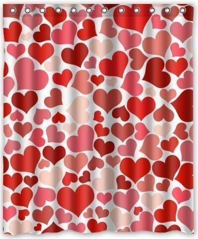 Sweetheart Shower Curtain Set in Pink Red Valentines Day Bathroom Curtain with Hooks 60(w) x 72(h) Waterproof 100% Polyester Fabric Bathroom Decorations 60x72inch - NewNest Australia