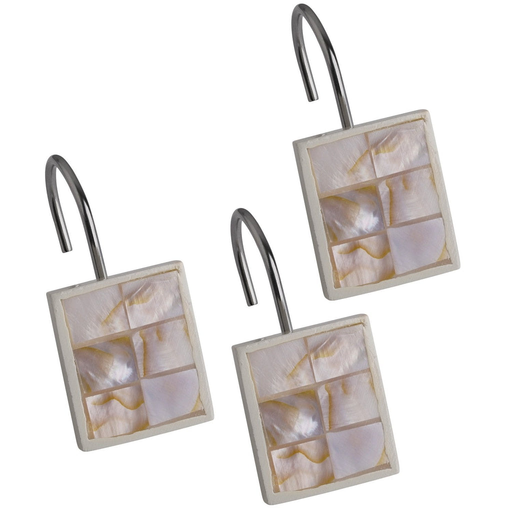 Creative Scents Shower Curtain Hooks - Set of 12 Shower Rings for Bathroom Shower Curtain Rod - 100% Rust Proof - Milano Collection (Mother of Pearl) - NewNest Australia