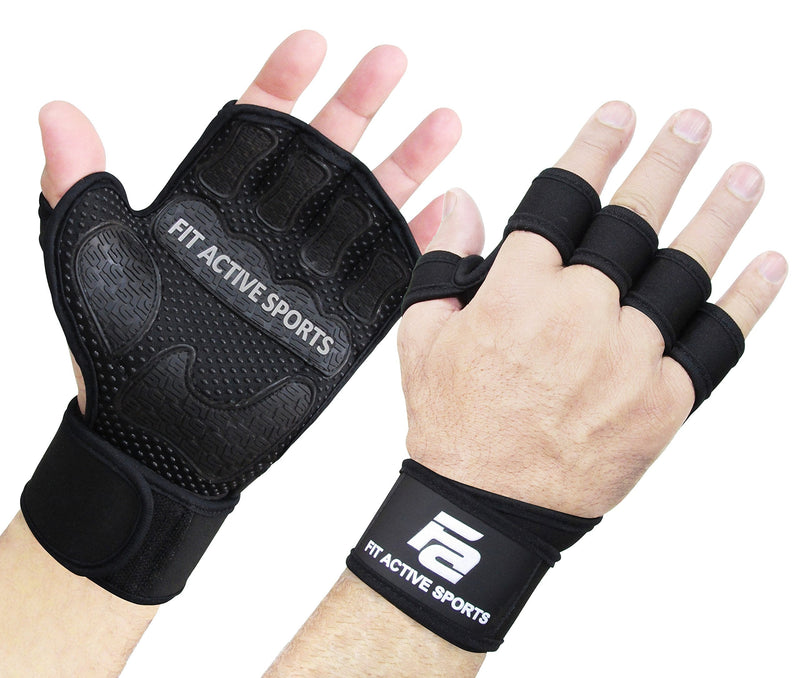 Fit Active Sports The Gripper Weight Lifting Gloves with Wrist Wraps - Extra Grip & Padding for Lifting, Gym Workout, Cross Training Fitness, & Weightlifting. for Men & Women. No Calluses Black Large - NewNest Australia