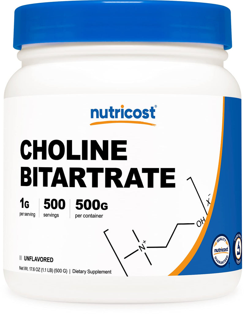 Nutricost Pure Choline Bitartrate Powder 500 Grams 1.10 Pound (Pack of 1) - NewNest Australia
