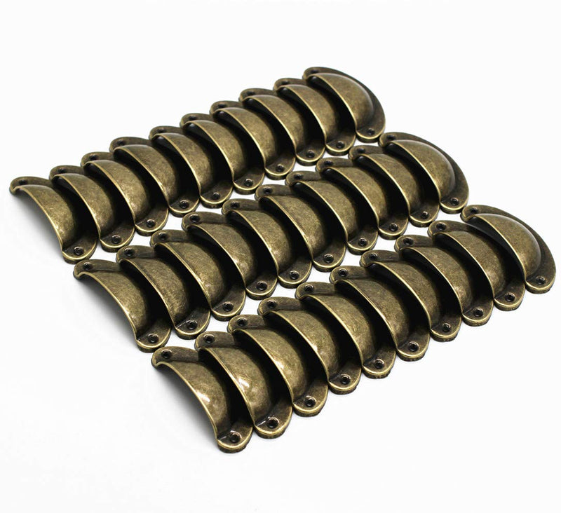 WEICHUAN 30PCS Antique Bronze Iron Drawer Knobs Pulls Handles - Vintage Kitchen Cabinets Furniture Wardrobe Medicine Pull Handle(Length: 81mm Width: 32mm) - NewNest Australia