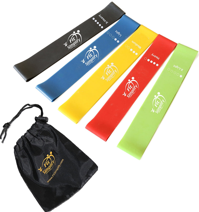 Fit Simplify Resistance Loop Exercise Bands with Instruction Guide and Carry Bag, Set of 5 Assorted - NewNest Australia