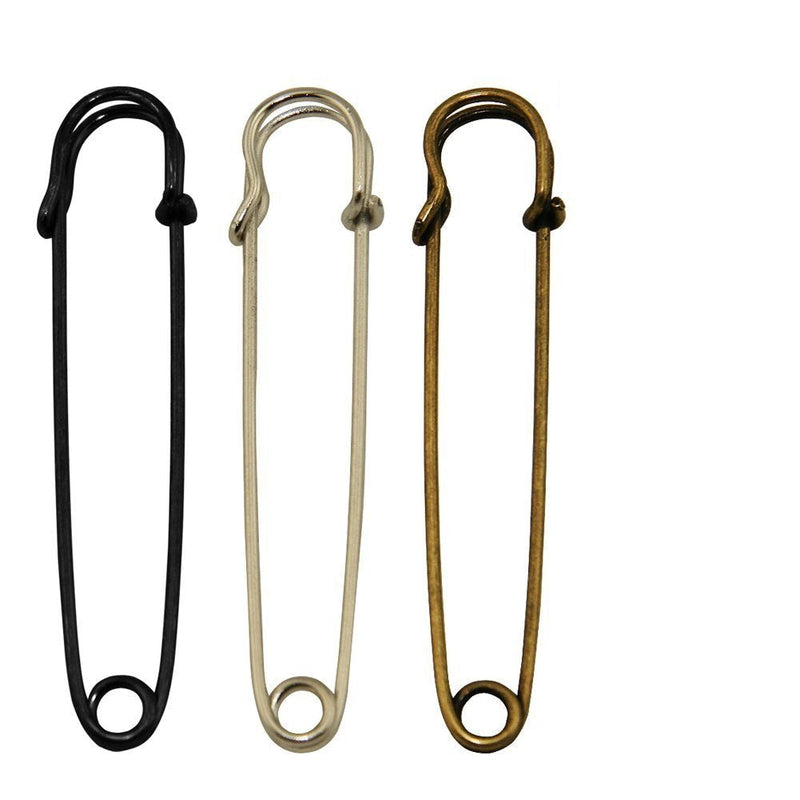 Wish Hally Wood Set of 12pcs Extra-Large 4" Steel Safety Pins - Blankets, Skirts, Kilts, Crafts … (12pcs) - NewNest Australia