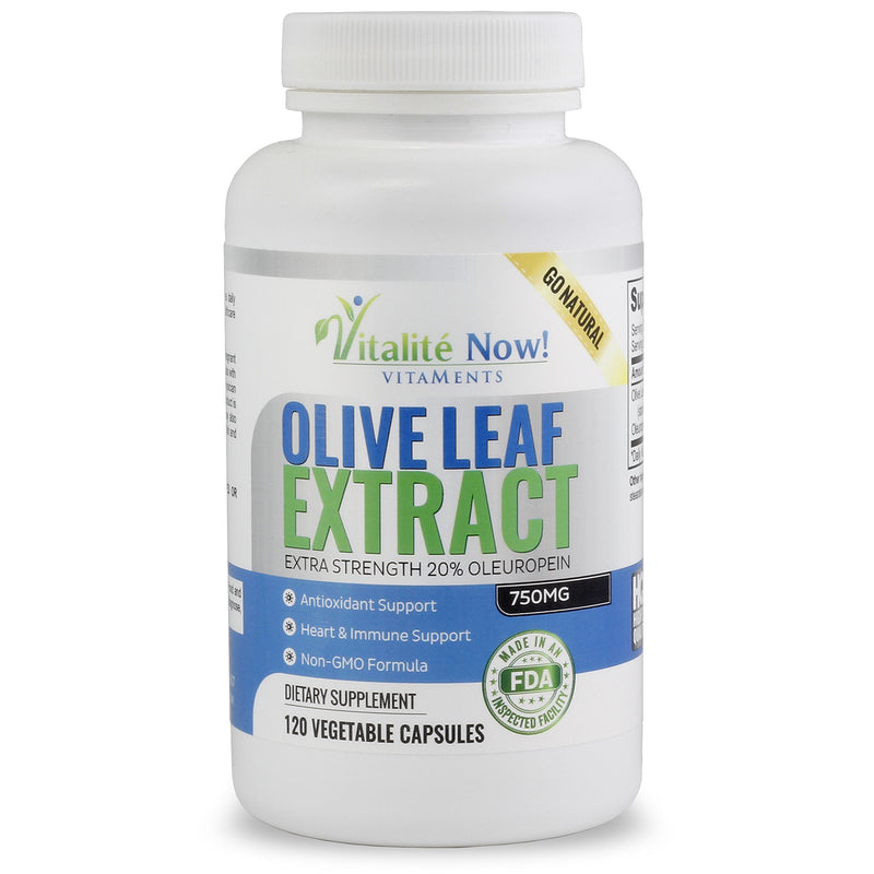 Super Strength Best Olive Leaf Extract (Non-GMO) - 20% Oleuropein - Anti-inflammatory - Potent Antioxidant & Immune Support Supplement - Up to 4 Months - 750mg Capsules - Vegetarian - 120 Count 120 Count (Pack of 1) - NewNest Australia