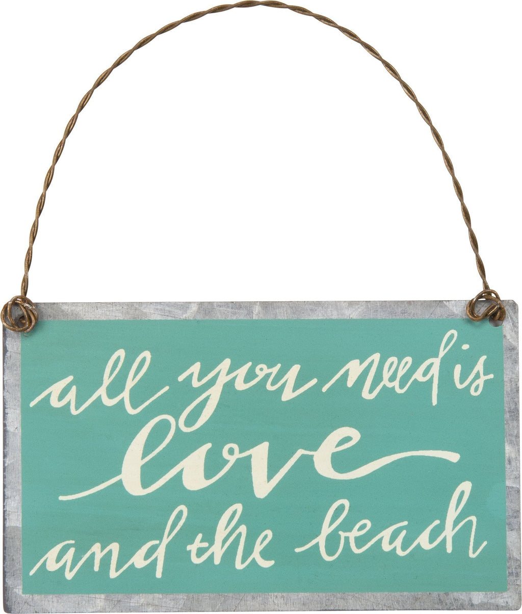 NewNest Australia - Primitives by Kathy All You Need is Love and The Beach - Coastal Tin Ornament 3-3/4-in 