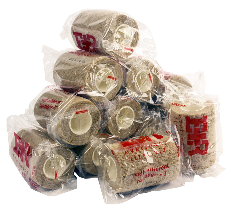 Ever Ready First Aid Self Adherent Cohesive Bandages 3" x 5 Yards - 12 Count, Tan - NewNest Australia