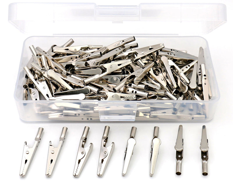 iExcell 100 Pcs 2 Inches / 51 mm Steel Alligator Clips Crocodile Clamps,Silver Tone Nickel Plated, Come in a Plastic Case - NewNest Australia