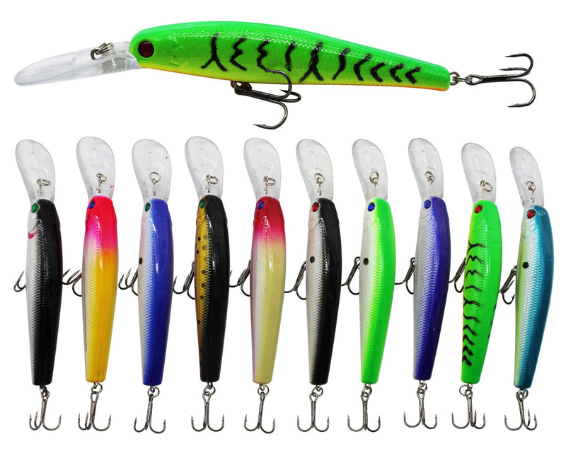 JSHANMEI 10pcs Hard Minnow Fishing Lures Bait Life-Like Swimbait Bass Crankbait for Pikes/Trout/Walleye/Redfish Tackle with 3D Fishing Eyes Strong Treble Hooks - NewNest Australia