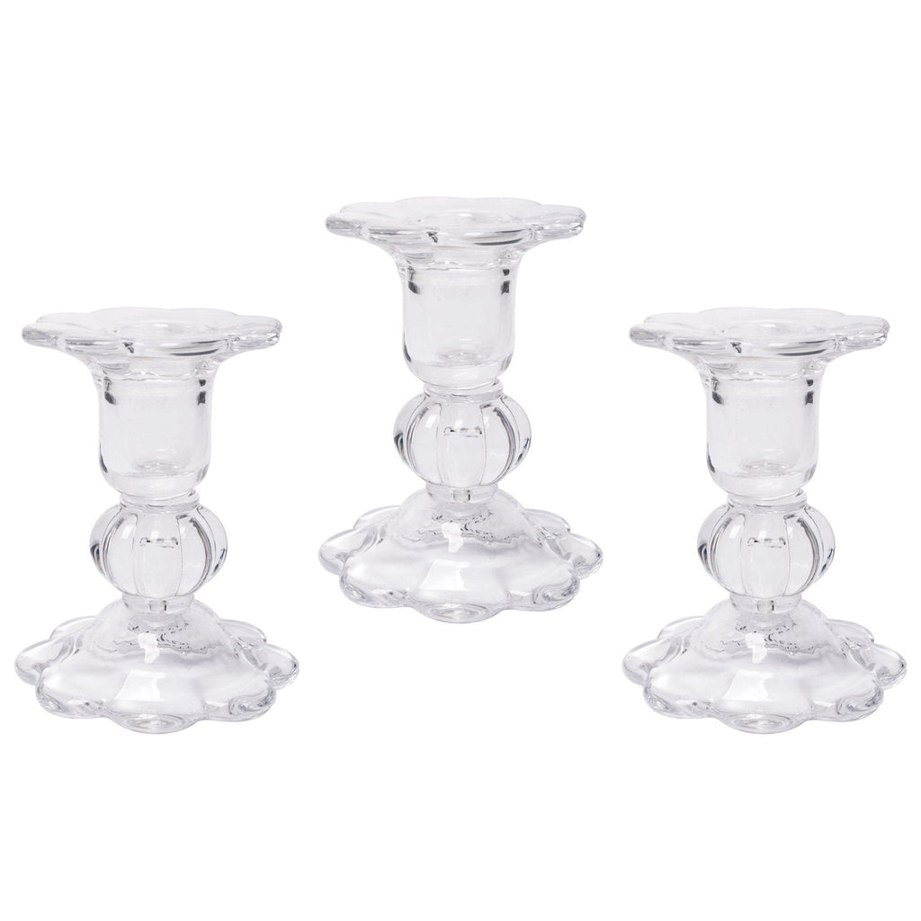 NewNest Australia - Hosley Set of 3 Glass Taper Candle Holders 3.9 Inch High Classic Decor for Wedding Party Gifts Spa Aromatherapy W1 3.9" High 