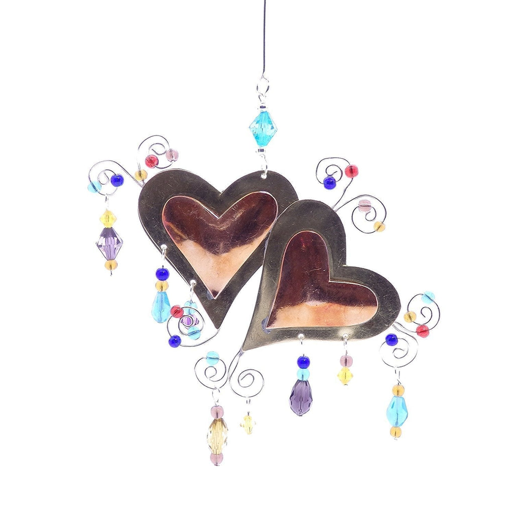 NewNest Australia - Love You More Two Hearts Bronze Nickel and Copper Hanging Ornament Garden Planter Handmade Gift Boxed 