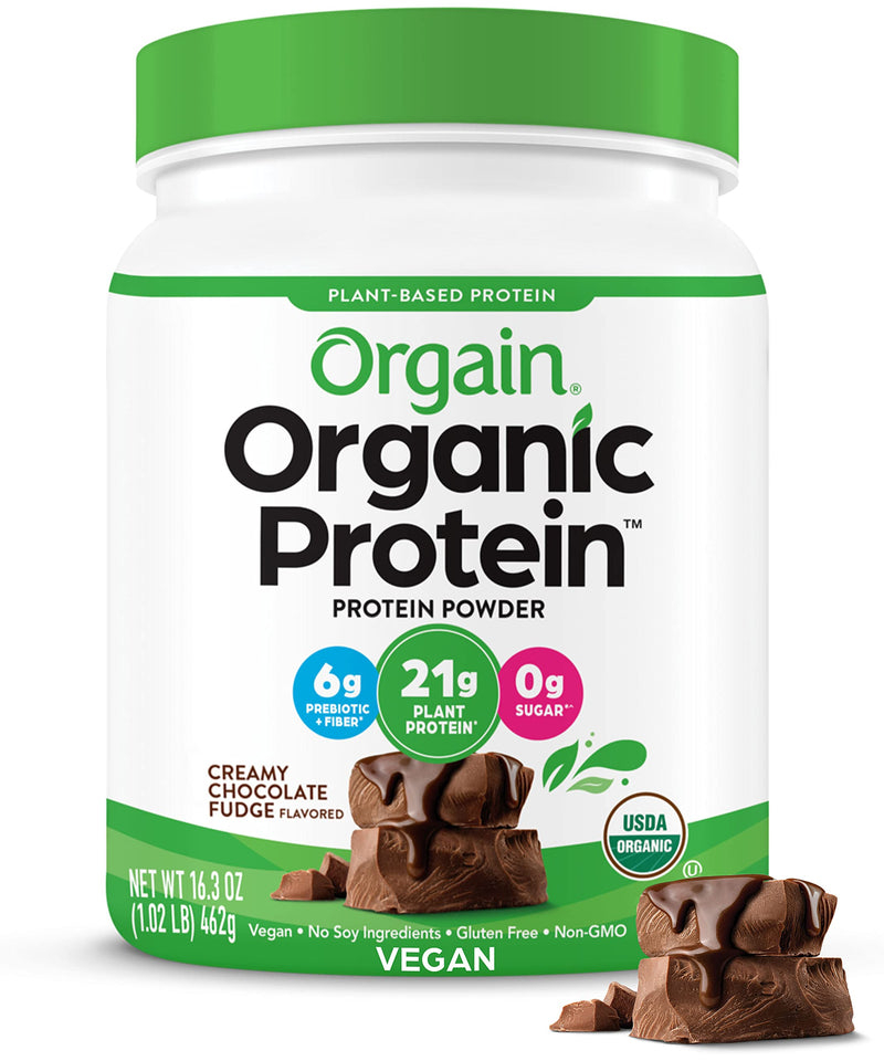 Orgain Organic Plant Based Protein Powder, Creamy Chocolate Fudge - 21g of Protein, Vegan, Low Net Carbs, Non Dairy, Gluten Free, Lactose Free, No Sugar Added, Soy Free, Kosher, 1.02 Pound - NewNest Australia