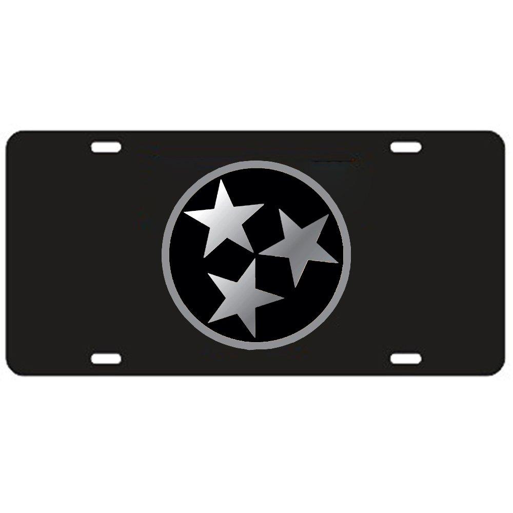 Craftique Tennessee Volunteers Black Tri-Star Laser Cut License Plate - Mirrored Logo - NewNest Australia