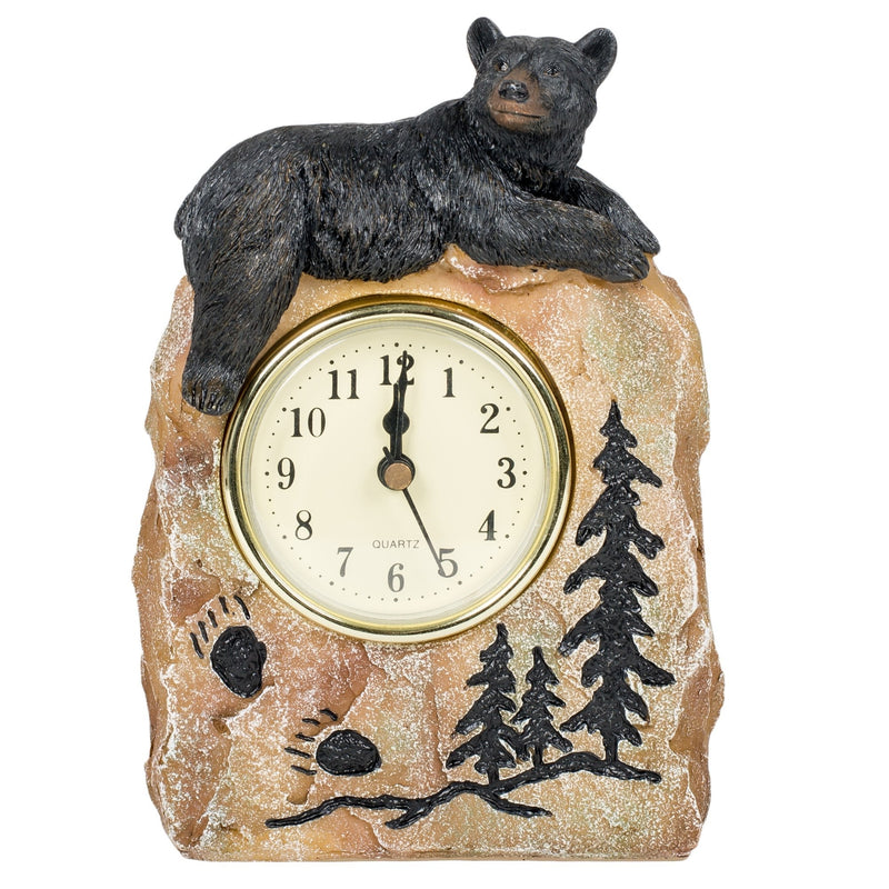 NewNest Australia - Slifka Sales Co. Bear Lying on a Rock Resin Decorative Tabletop Clock 