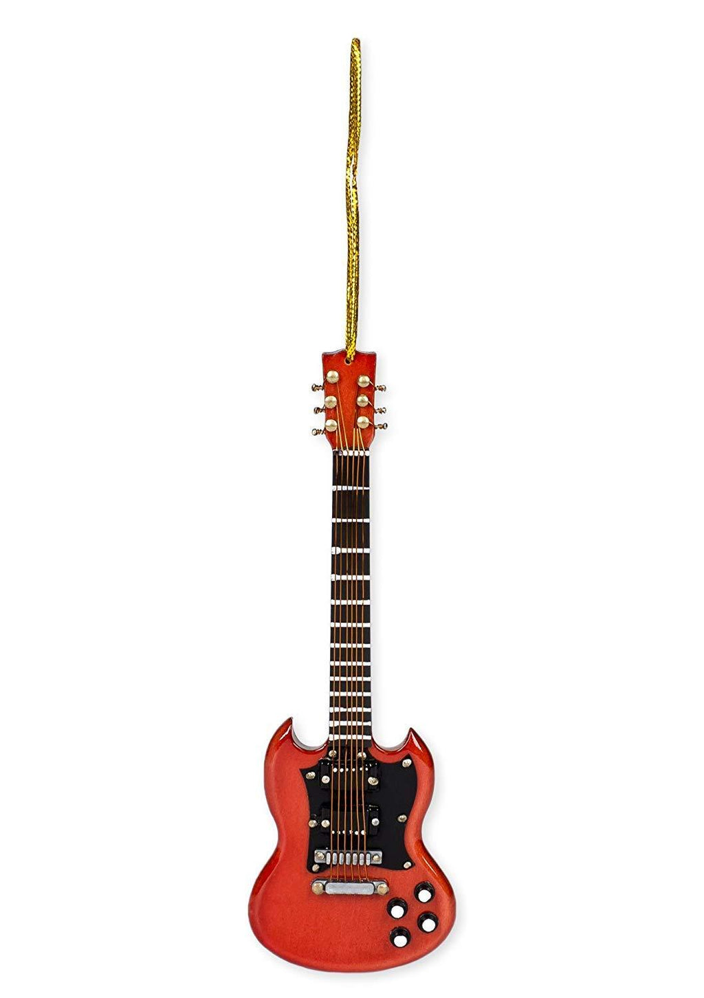 NewNest Australia - Broadway Gift Red Electric Guitar with Two Horns Music Instrument Replica Ornament Size 5 inch 