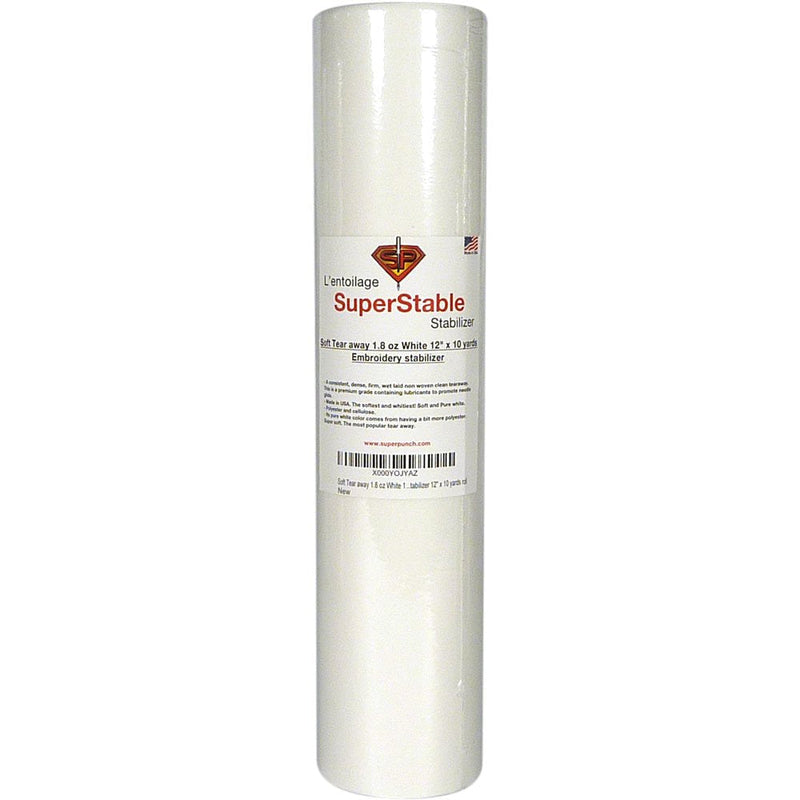 Soft Tear Away Stabilizer White 1.8 oz 12 inch x 10 Yard Roll. SuperStable Machine Embroidery Stabilizer Backing 12" x 10 yards roll - NewNest Australia