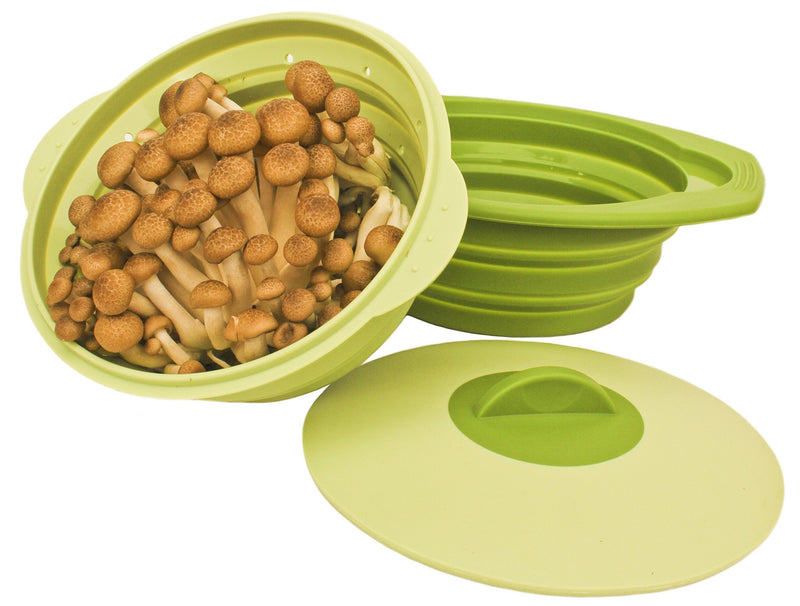 Zoie + Chloe 100% Silicone Family Size Steamer - Collapsible Design with Lid & Detachable Colander Green - NewNest Australia