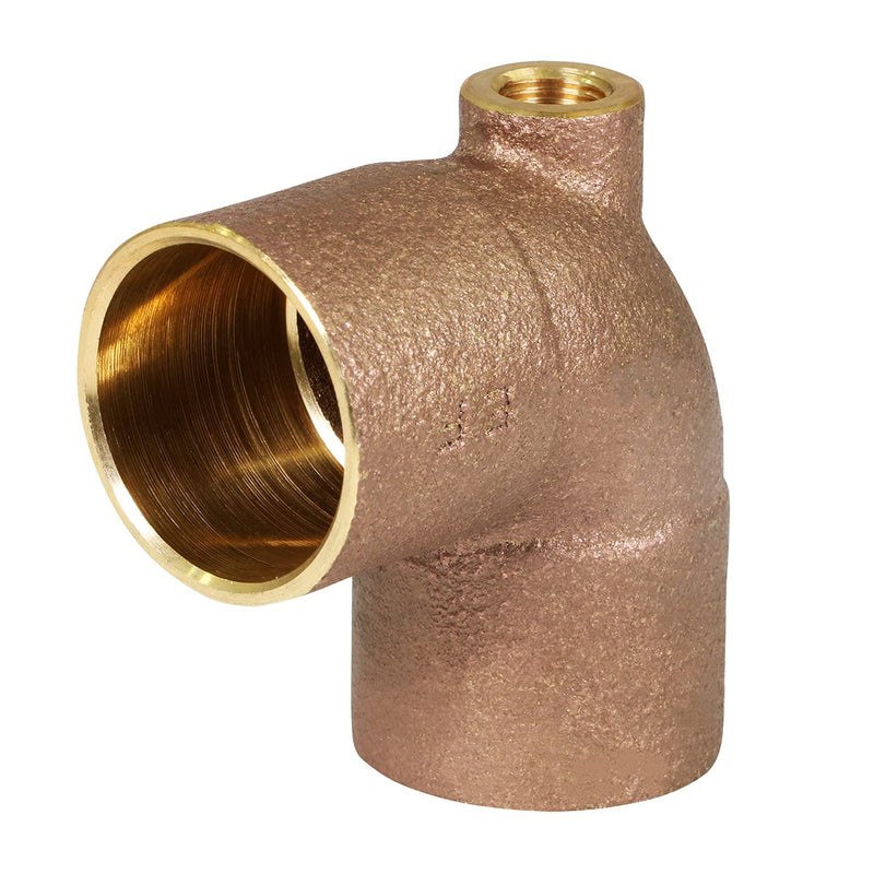 Supply Giant DGDU563I Cast Brass Baseboard Tee Fitting with Solder Cup to Female Thread Connection and Solder Cup Branch, 3/4" x 1/8" x 3/4", Copper 3/4" x 1/8" x 3/4" - NewNest Australia