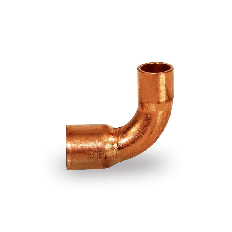 Everflow Supplies CCLT3814 90 Degree C X C Copper Long Radius Elbow Fitting with Two Copper Solder Cups, 3/8" x 1/4" - NewNest Australia