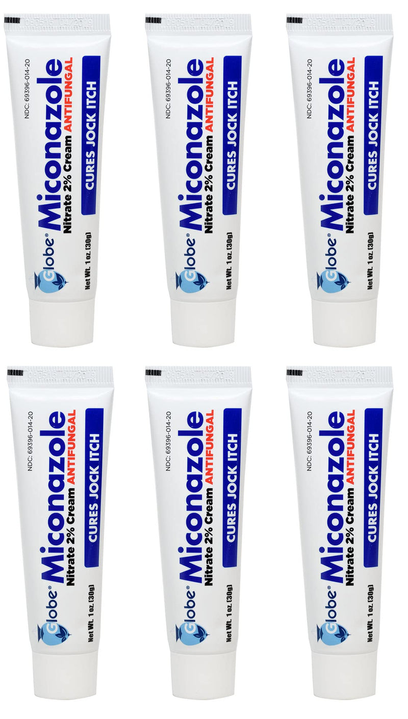 Globe Miconazole Nitrate 2% Anti fungal Cream | Cures Most Athletes Foot, Jock Itch, Ringworm | 1 OZ Tube (6 Pack) - NewNest Australia