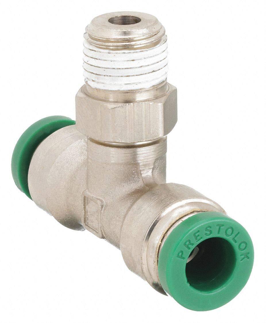 Parker Hannifin W172PLP-4-2 Prestolok PLP Nickel Plated Brass Male Branch Tee Swivel Push-to-Connect Fitting, 1/4" Push-to-Connect Tube x 1/8" Male NPTF - NewNest Australia