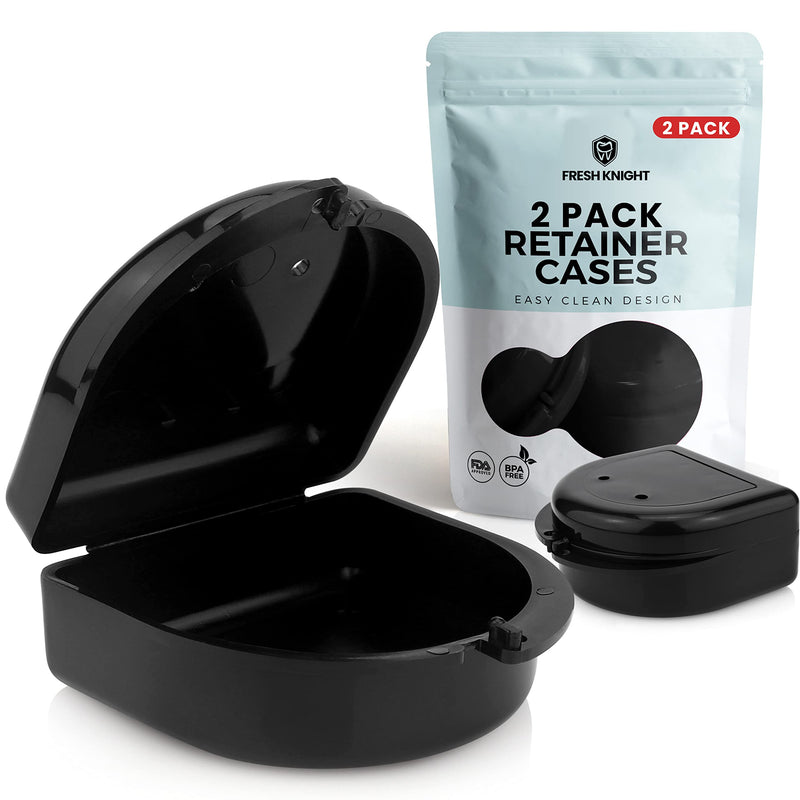 Retainer Case (2 Pack). Retainer Case with Vent Holes. Perfect Denture case, Mouth Guard Case, Aligner Case, Mouth Guard Case, Retainer Cases (Black) Black - NewNest Australia