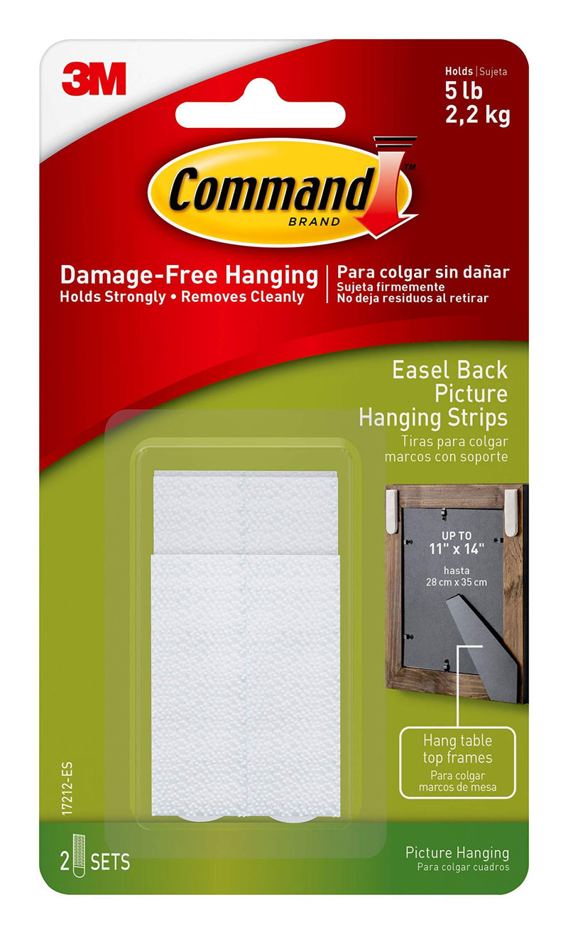 NewNest Australia - Command 5 lb Easel-Back Frame Picture Hanging Strips, White, 2 sets (2 pairs and 2 spacers) (17212-ES) Easel Back Strips 