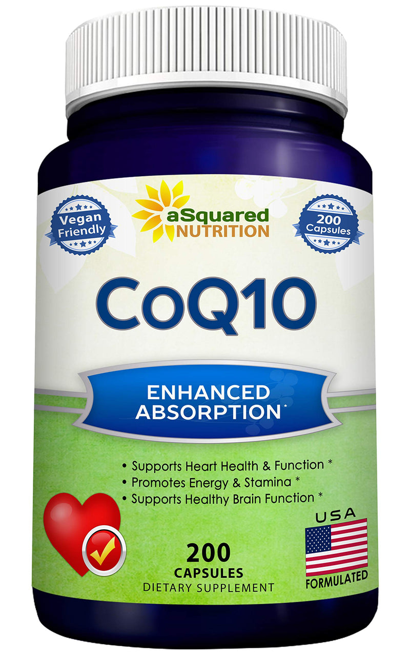 CoQ10 (400mg Max Strength, 200 Capsules) - High Absorption Vegan Coenzyme Q10 Powder - Ubiquinone Supplement Pills, Extra Antioxidant CO Q-10 Enzyme Vitamin Tablets, Coq 10 for Healthy Blood Pressure - NewNest Australia