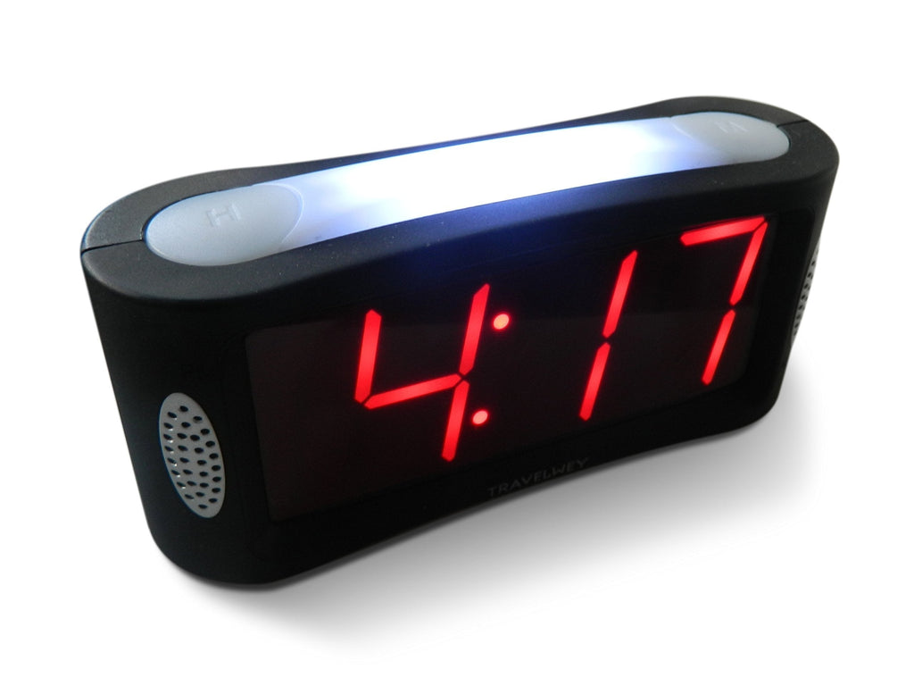 NewNest Australia - Travelwey Home LED Digital Alarm Clock - Outlet Powered, No Frills Simple Operation, Large Night Light, Alarm, Snooze, Full Range Brightness Dimmer, Big Red Digit Display, Black 