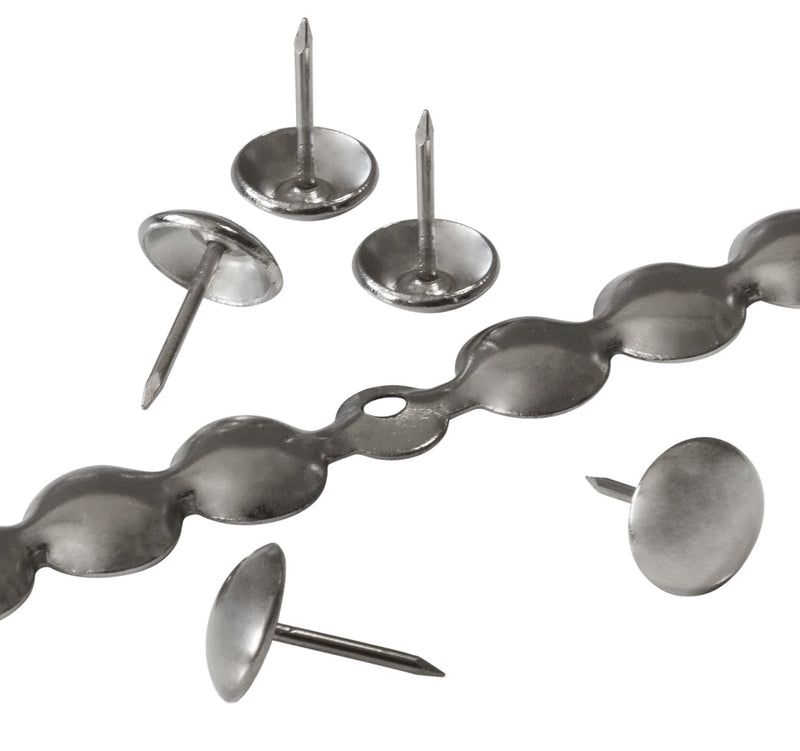 decotacks® Silver Upholstery Nailhead Trim, Silver Upholstery Nails/Tack in Short (4in Long) Strips 7/16in (11mm) Head Diameter, Covers 6 Meters (6,6 Yards) [Nickel/Silver Finish] DX0511NI-S6M - NewNest Australia