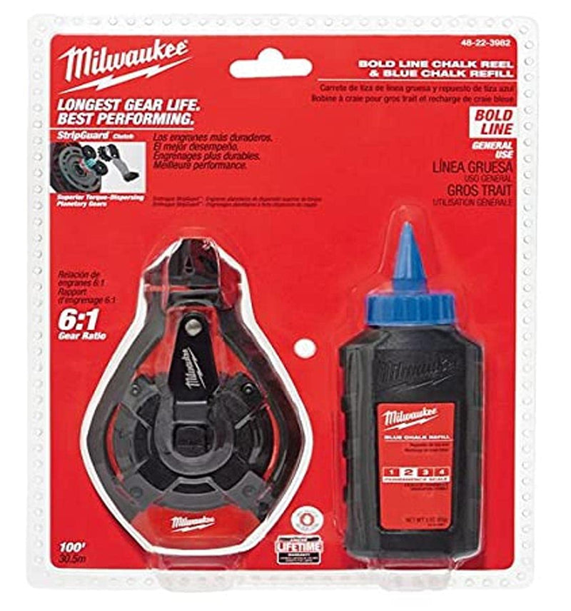 Milwaukee Electric Tool 48-22-3982 100 Ft. Bold Line Chalk Reel and Refill - NewNest Australia