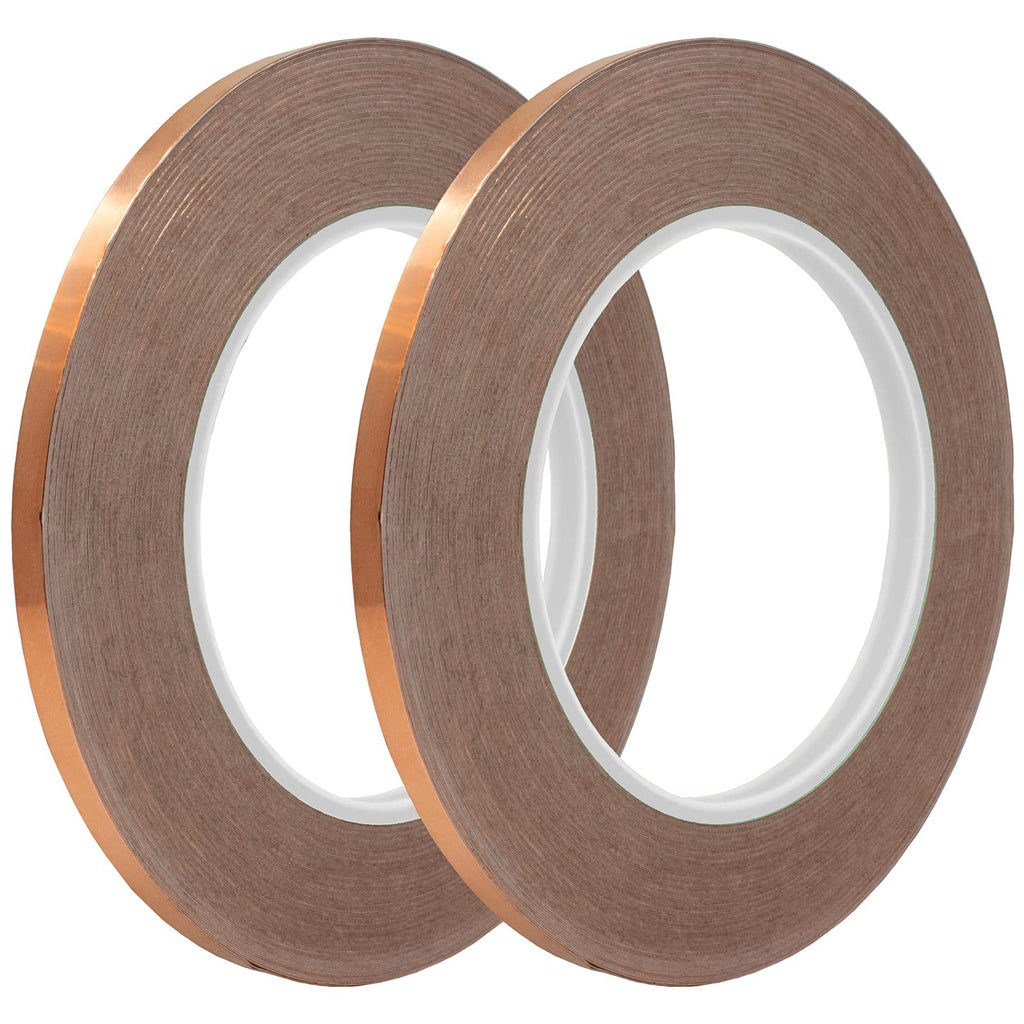 Copper Foil Tape [1/4 Inch x 108ft, Pack of 2] Copper Tape Conductive Adhesive for EMI Shielding Barrier, Electrical Conductive for Soldering, Stained Glass, Grounding, and Repair - NewNest Australia