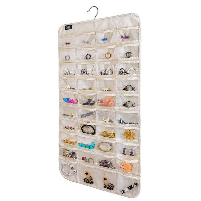 BB Brotrade HJO80 Hanging Jewelry Organizer,80 Pocket Organizer for Holding Jewelries(Beige) Beige - NewNest Australia