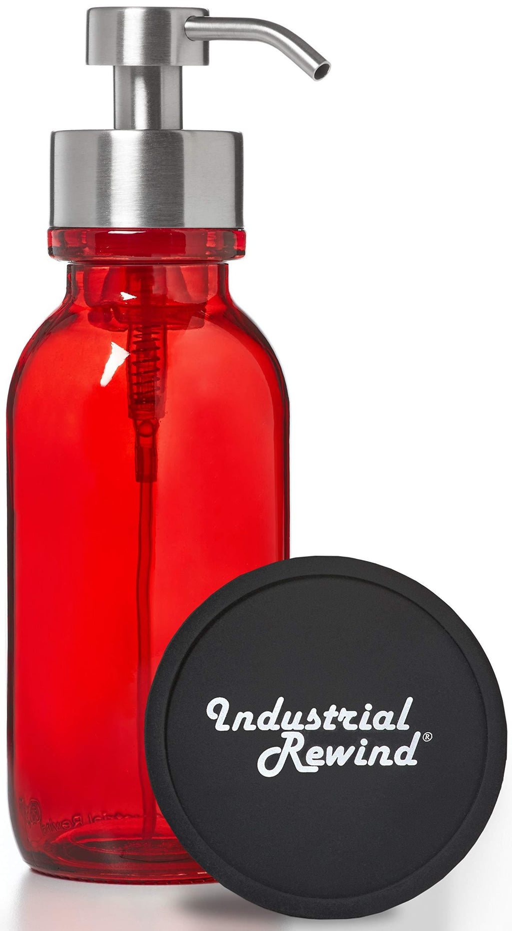 Industrial Rewind Red Soap Dispenser with Stainless Steel Pump - Wide Mouth16oz Red Glass Dish Soap Dispenser - NewNest Australia